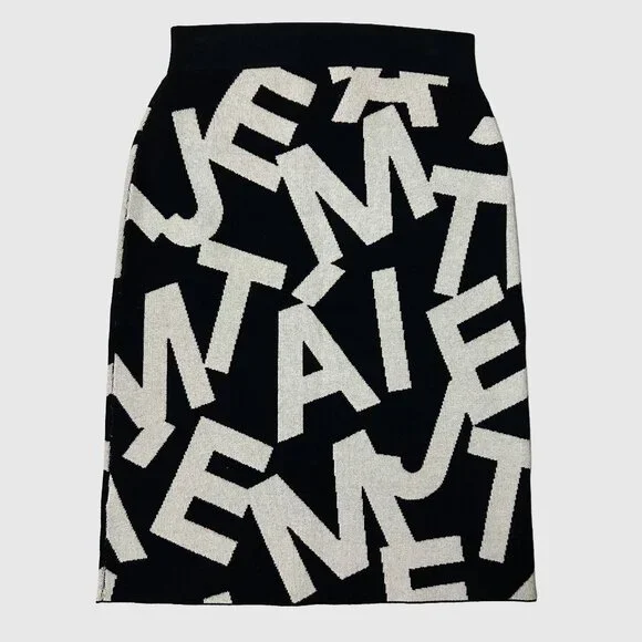 Maeve by Anthropologie Je t'aime Knit Pencil Skirt - Black & White - US S - NWOT - Picture 5 of 7